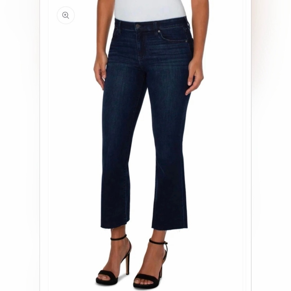 Liverpool Hannah Crop Flare‎ Dark Blue Jeans